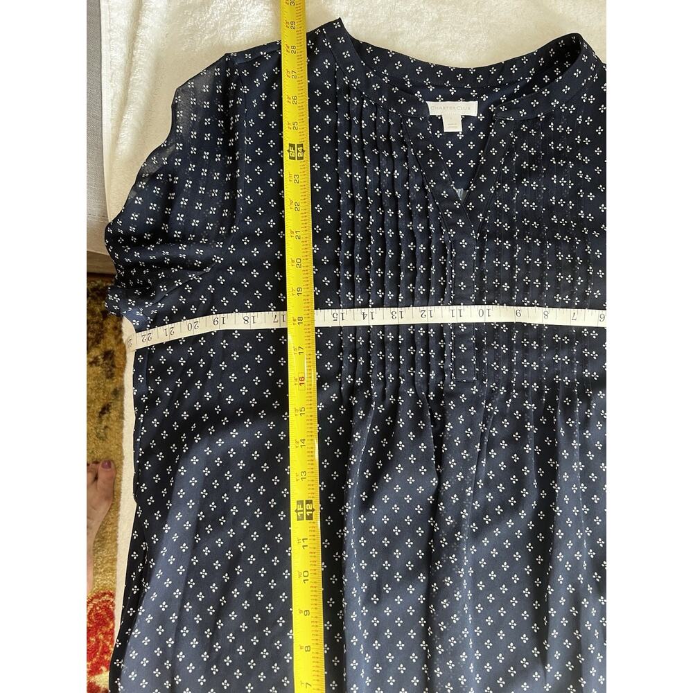 Women's Blue Flowy pintuck Flowy Blouse Tunic Ruffle bell sleeves feminine - L - Picture 5 of 10